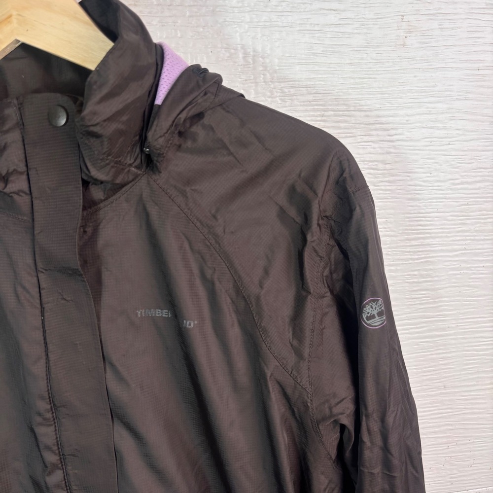 Timberland Weathergear Jacket Black Purple Hooded Nylon Gorpcore Medium